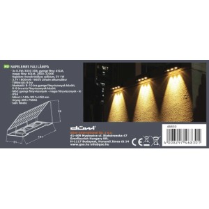 Düwi Kinkiet solarny NOTE 3x0,5W ciepła biel 45/60lm IP44 czarny