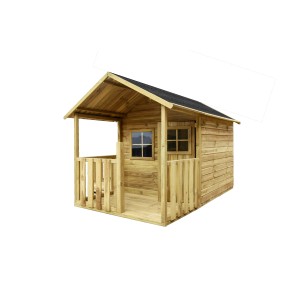 Drewniany domek do zabawy z werandą i oknami, kategoria: Domki.