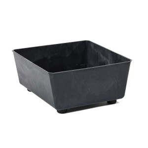 Czarna plastikowa donica t.b.t. / skrzynka na kwiaty z nóżkami.