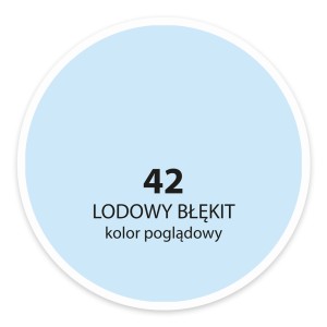 Próbka koloru Lodowy Błękit nr 42 do farb ściennych.