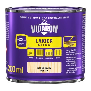 Puszka lakieru do mebli Vidaron Nitro, bezbarwny, połysk, 200ml.