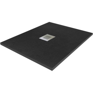 Czarny brodzik z kwadratowym odpływem, kategoria: Brodziki prysznicowe.