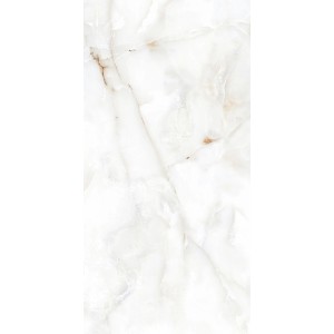 Płytka podłogowa t.b.t. w kolorze białym z efektem marmuru.