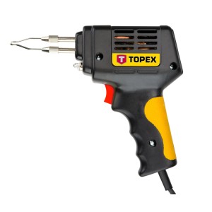 Pistolet lutowniczy Topex, czarno-żółty, z nasadką do lutowania.