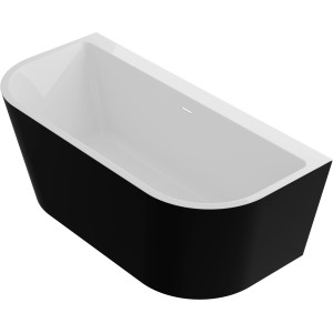 Wolnostojąca wanna w kolorze czarno-białym.