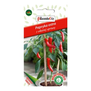 Opakowanie nasion papryki ostrej (t.b.t.) Plantico. Idealne do uprawy na balkonach i tarasach.
