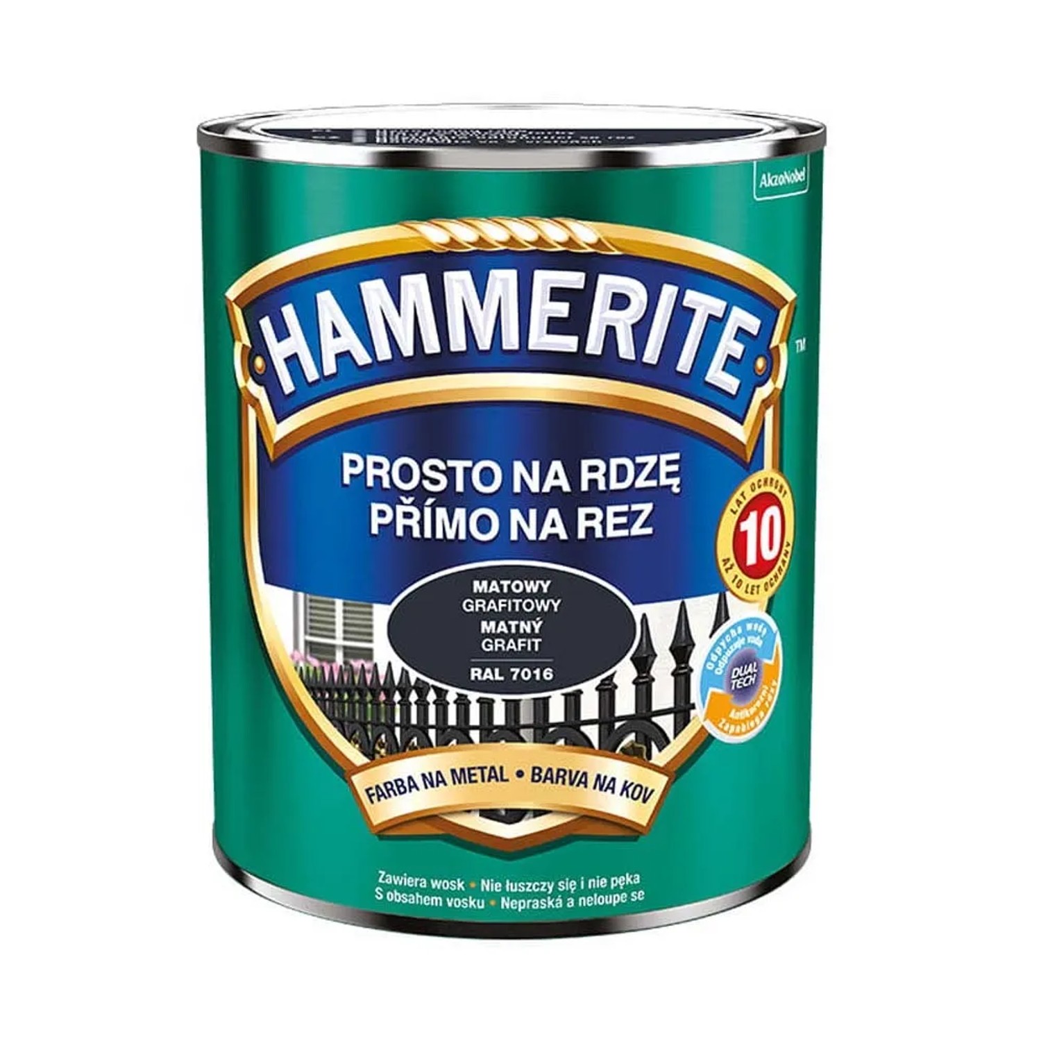 Emalia do metalu antykorozyjna Hammerite mat grafitowy 0,7L