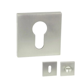 Kwadratowa rozeta drzwiowa o wyglądzie stali nierdzewnej do okuć drzwiowych.