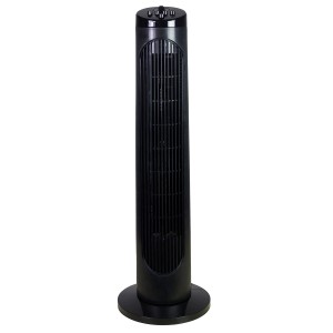 Czarny wentylator kolumnowy t.b.t. dla przyjemnego chłodzenia.