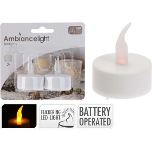 Świeczki LED typu tealight Ambiancelight, zasilane bateriami, 2 sztuki.