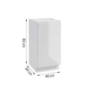 Biała szafka kuchenna z zestawu mebli kuchennych t.b.t., widok z przodu z wymiarami.