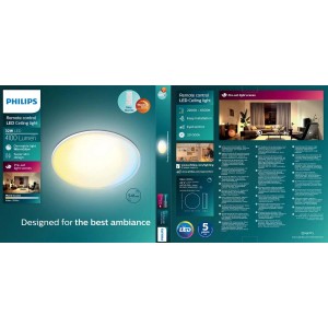 Philips Plafon LED VALEN z pilotem 32W 2200-6500K 4100lm śr. 54 cm biały