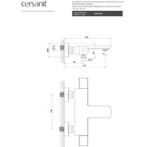 Cersanit Bateria wannowa termostatyczna Reel czarna
