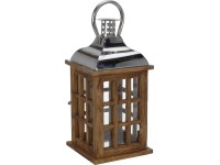 Lampion HOLLY drewno metal brązowy 15 cm x 32 cm Lampion HOLLY drewno metal brązowy 15 cm x 32 cm