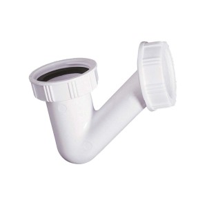 Biały syfon do pisuaru, zbliżenie.