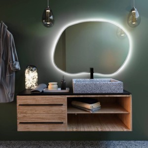 Lustro LED TBorder czarne Ciepłe 60x43 cm