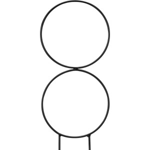 Czarny metalowy pręt do roślin Form 1, wysokość 34 cm, z dwoma okręgami jako dekoracja.