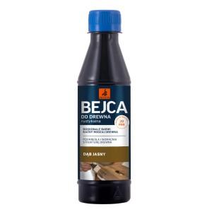 Butelka bejcy do drewna do powierzchni rustykalnych, kolor dąb jasny.