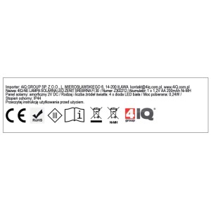 4iQ Lampa solarna LED ZENIT śr. 30 cm srebrna