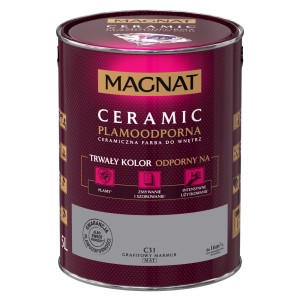 Wiadro z farbą Magnat Ceramic C31 Grafitowy Marmur (Mat) do ścian wewnętrznych, kolor szary.