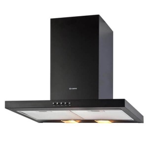 Czarny okap ścienny t.b.t. do kuchni.