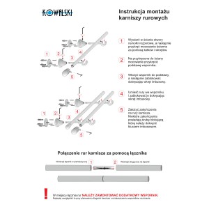Instrukcja montażu karnisza t.b.t. ze śrubami i kołkami. Przewodnik krok po kroku.