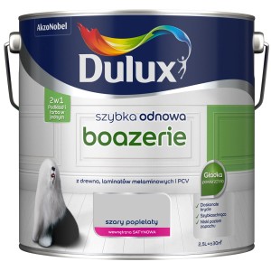 Dulux Emalie kolorowe, farba do drewna, laminatu i PCV, odcień Szary Popielaty (Popielaty szary).