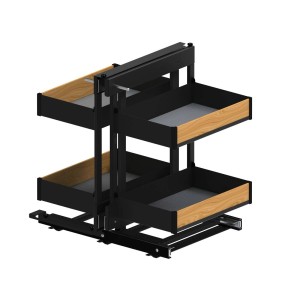 t.b.t. System porządkowania w kuchni z dwoma wysuwanymi koszami, czarny/drewniany.