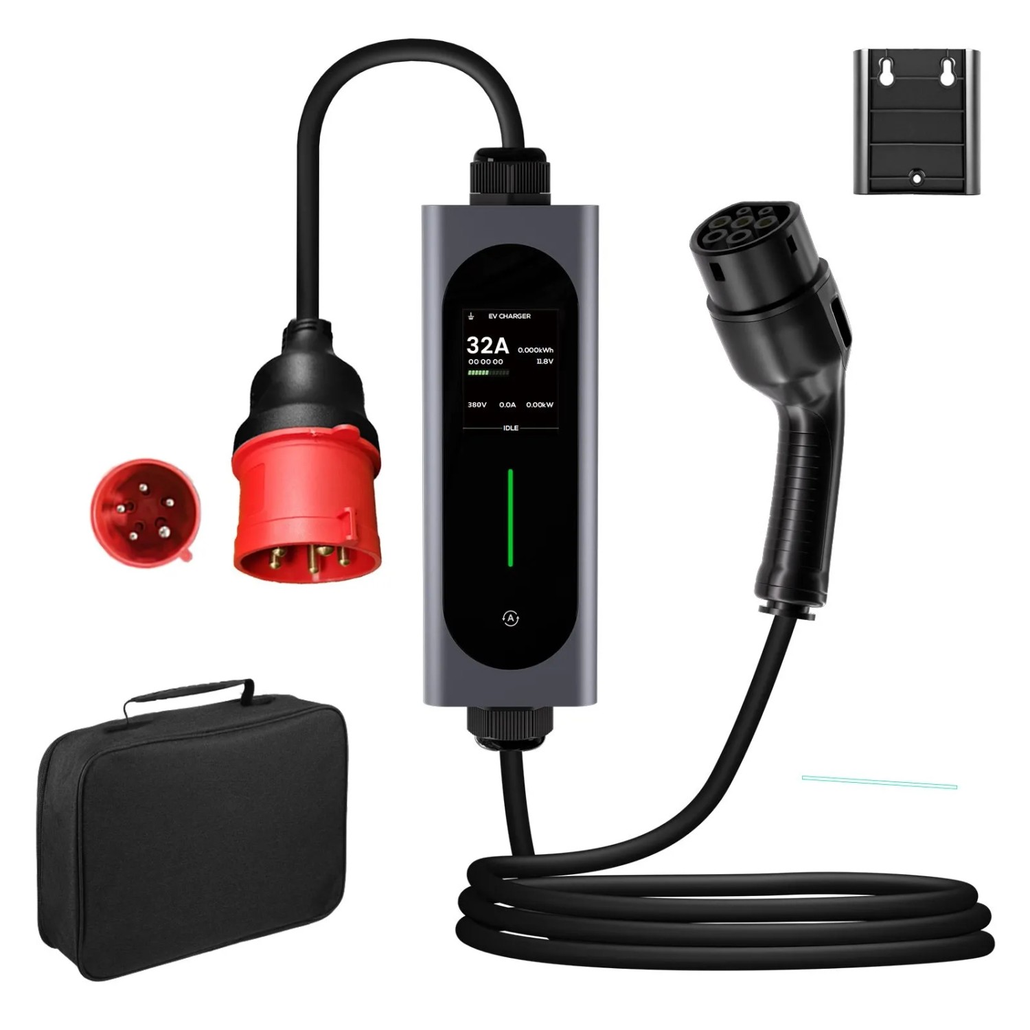 Junsun 22 kW Typ 2 Ładowarka EV 3-fazowy 6 m Kabel Sterowanie Aplikacją Wyświetlacz LCD Regulowany 6-32A
