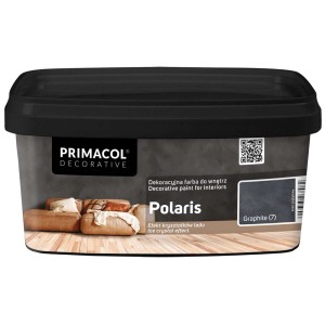 Farba do wnętrz Polaris Graphite (7) od Primacol Decorative. Dekoracyjna farba do ścian z efektem kryształków lodu.