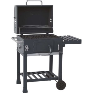 Grill węglowy t.b.t. z półką i otwartą pokrywą.