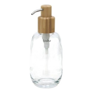 t.b.t. Szklany dozownik do mydła z pompką bambusową do akcesoriów łazienkowych.