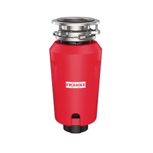 Czerwony rozdrabniacz odpadów kuchennych Franke do zlewu, akcesorium.