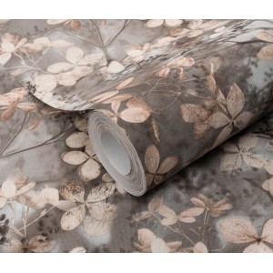 Tapeta flizelinowa Erismann Play of Light Purity szara we wzory kwiatowe na rolce.