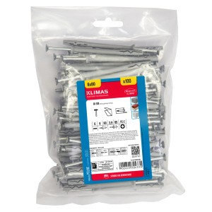 Kołki plastikowe ze śrubami, 6x80 mm, 100 sztuk, do mocowań.