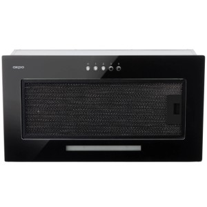 Czarny okap płaski t.b.t. do kuchni.