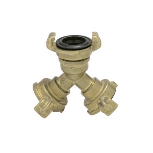 Mosiężne złącze Y do węży ogrodowych.