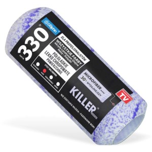 Wałek malarski t.b.t. z niebieskim wzorem do gładkich powierzchni.