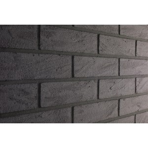 Antracytowa okładzina Elabrick Madagaskar (7,1x24 cm) w układzie cegieł.