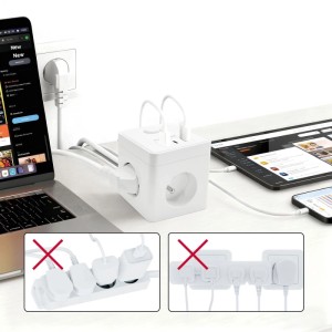 Przedłużacz kostka 3-gniazdowy + 2 x USB-C biały 1,4 m