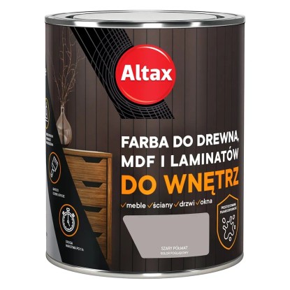 Farba do drewna ALTAX do wnętrz szary 750 ml