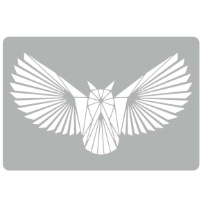 Szablon t.b.t. z motywem sowy do dekoracji ścian.