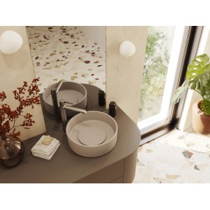 Kuchinox Umywalka PERL okrągła granit klik-klak beżowa 36x36x11,5