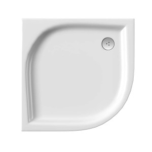 Kwadratowy, biały brodzik prysznicowy t.b.t. z odpływem.