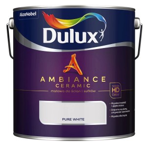 Puszka z farbą Dulux Ambiance Ceramic Pure White do ścian i sufitów.