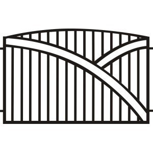 Czarny metalowy panel ogrodzeniowy z zakrzywionym wzorem do ogrodu.