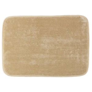 Beżowy dywanik łazienkowy z miękkiego runa, prostokątny.