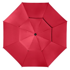 Czerwony parasol Doppler Windprofi, Ø 198 cm, z góry. Parasol z ręczną korbą.