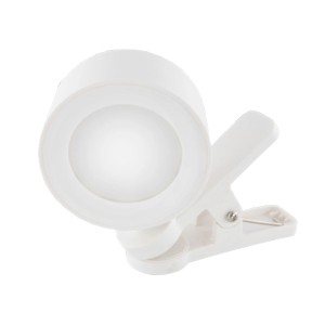 Biała lampka z klipsem t.b.t. do elastycznego oświetlenia.