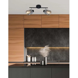 Candellux lampa sufitowa BILL listwa czarna 2xE27 40W klosz dymiony